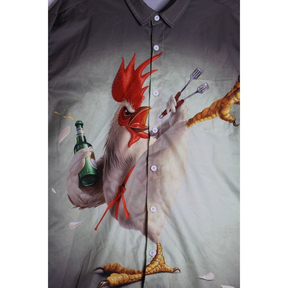 Hardaddy Grillin Chicken Button Down Casual Shirt Mens XL